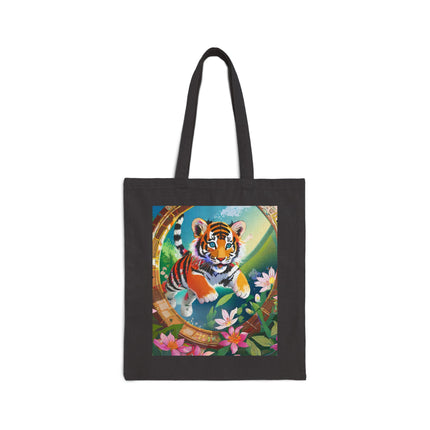 Majestic Tiger Cub Cotton Canvas Tote Bag