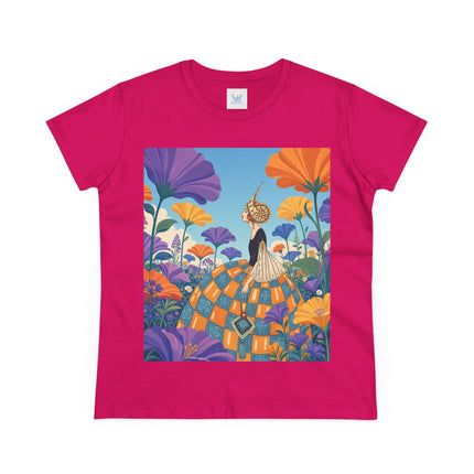 🌺🧡 The Lady Of The Golden Garden Cotton Tee – Art Deco Fashion Fantasy