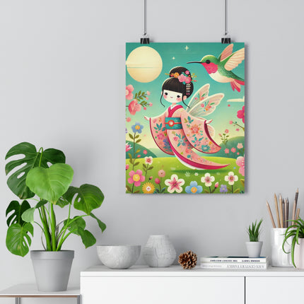 Geisha Fairy and the Hummingbird Blossom Giclée Art Print