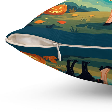 🦇🎃 The Witch Of Batwing Pumpkin Hollow Square Pillow – Moonlit Halloween Char
