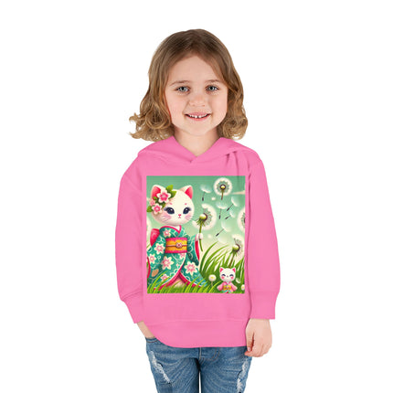 Geisha Kitten and the Dandelion Wish Toddler Pullover Fleece Hoodie