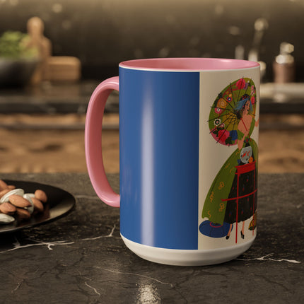 Lady with the Golden Fish Colorful Mugs – Whimsical Fashion & Playful Fantasy