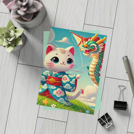 Geisha Kitten and the Dragon Kite Postcard Bundles (envelopes included) - Bundles of 10, 30, 50 Pieces