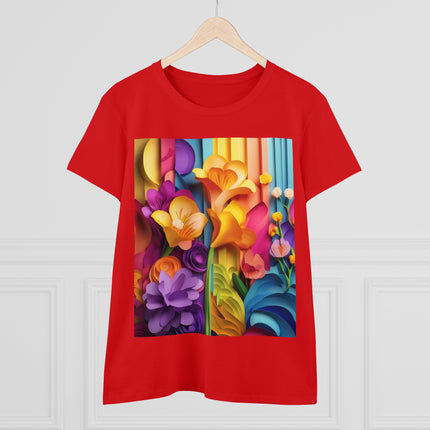The Graceful Freesia Women's Midweight Cotton Tee