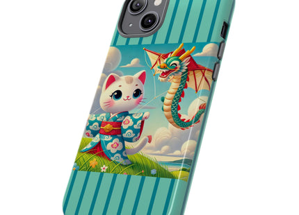 Geisha Kitten and the Dragon Kite Phone Cases