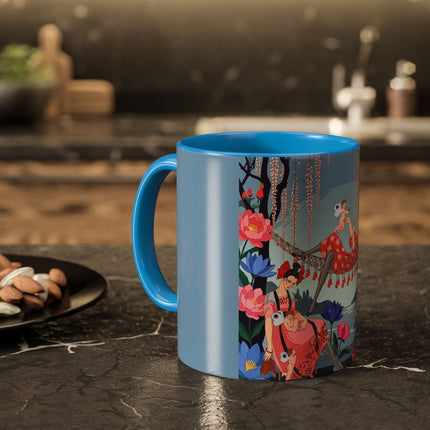 The Ladies Of The Enchanted Hammock Colorful Mugs – Art Deco Whimsical Garden Elegance