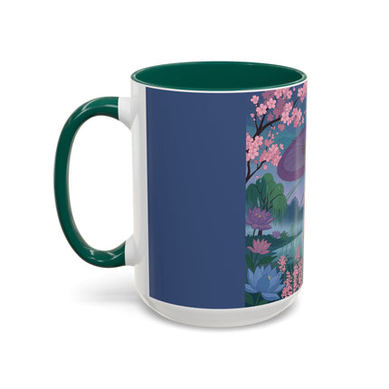 The Lady Of The Cherry Blossoms Colorful Mugs – Art Deco Spring Elegance