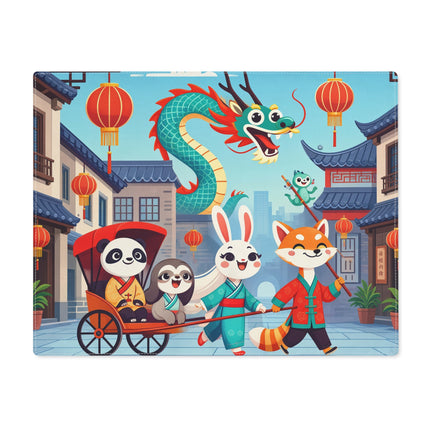 🐉🦊 The Little Dragon and Friends Placemat – Enchanted Hanfu Village Adventure