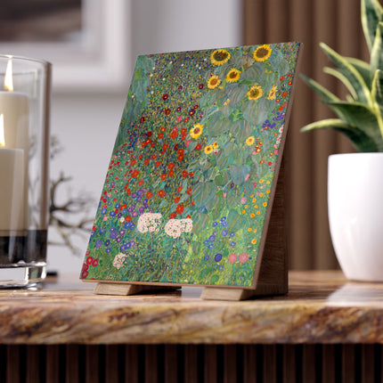 Farm Garden with Sunflowers by Gustav Klimt Ceramic Tile