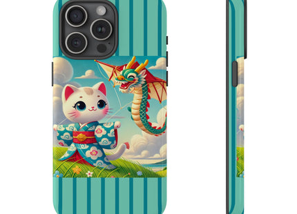 Geisha Kitten and the Dragon Kite Phone Cases
