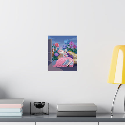 🌹💋 The Lady Of The Secret Rendezvous Matte Vertical Poster – Art Deco Romantic Whimsy