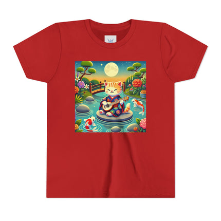 Melodic Kitten by the Koi Pond Youth Short Sleeve Tee