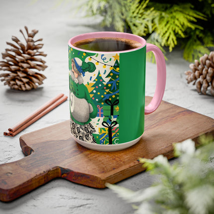 🍀🎄 The Emerald Holly Christmas Colorful Mug – Art Deco Holiday Elegance