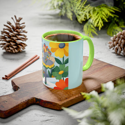 ❄️🌼 The Winter Flower Wanderer Colorful Mug – Colorful Art Deco Snow Fantasy