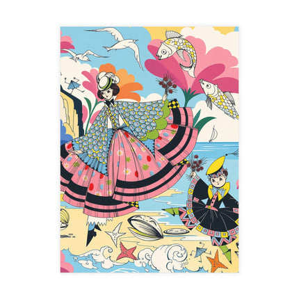 🐚🐟 The Seaside Fantasy Postcards With Envelopes – Art Deco Ocean Whimsy