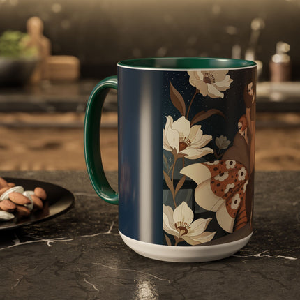 🌸✨ The Midnight Magnolia Masquerade Colorful Mug – Art Deco Nocturne