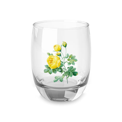 Yellow Rose Botanical Illustration by Pierre-Joseph Redouté Whiskey Glass