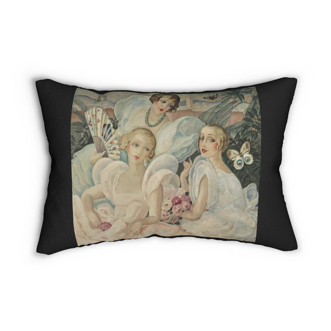 Les Femmes Fatales by Gerda Wegener Spun Polyester Lumbar Pillow