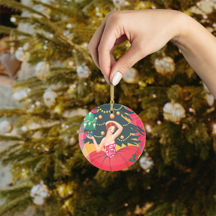 Art Deco Christmas Enchantment Glass Ornament