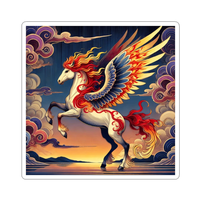 Flame-Winged Horse at Sunset Kiss-Cut Stickers (4 Sizes)