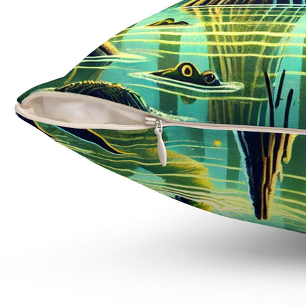 Swamp Stalker Spun Polyester Square Pillow
