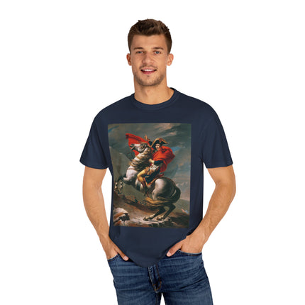 Napoleon Crossing the Alps by Jacques-Louis David Unisex Garment-Dyed T-shirt
