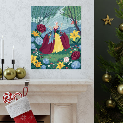 🌺👑 The Lady Of The Grand Flower Garden Matte Vertical Poster – Art Deco Floral Elegance