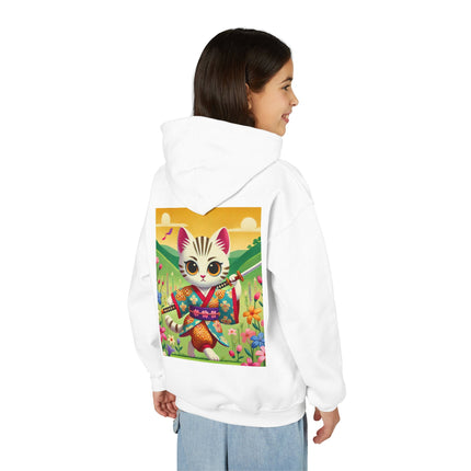 Samurai Kitten Youth Hooded Sweatshirt – Bold Adventure & Playful Spirit