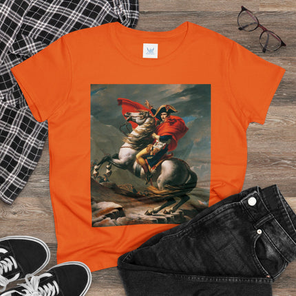 Napoleon Crossing the Alps by Jacques-Louis David Women's Midweight Cotton Tee