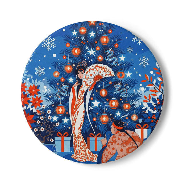 🏮❄️ The Winter Lantern Celebration Ceramic Tile – Art Deco Christmas Elegance