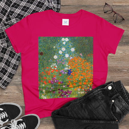 Cottage Garden by Gustav Klimt Women's Midweight Cotton Tee