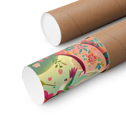 🧚🌺 Geisha Fairy and the Hummingbird Blossom Matte Vertical Poster – Grace, Wonder & Floral Magic