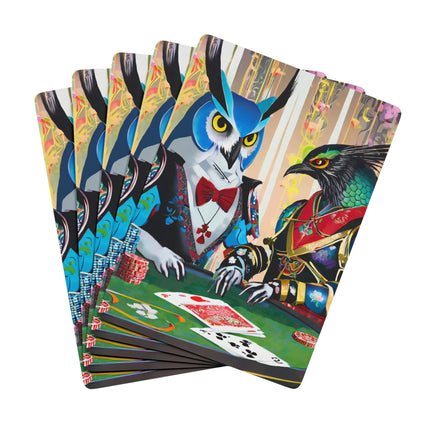 Cyberpunk Owl & Raven Playing Cards