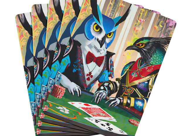Cyberpunk Owl & Raven Playing Cards