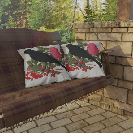 Blackbird & Rose Outdoor Pillows – Timeless Elegance & Nature's Harmony