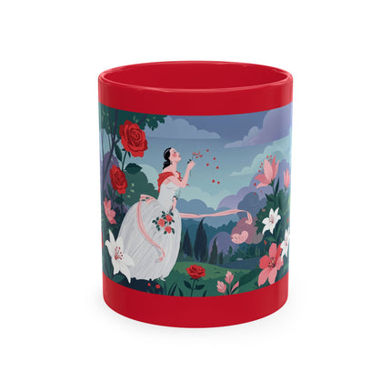 🌹💌 The Lady Blowing Kisses In The Rose Garden Ceramic Mug – Art Deco Floral Romance