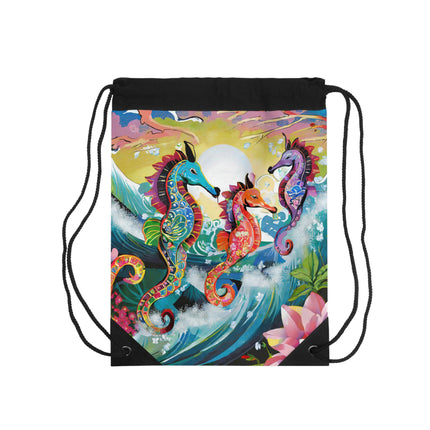 Seahorse Symphony Drawstring Bag
