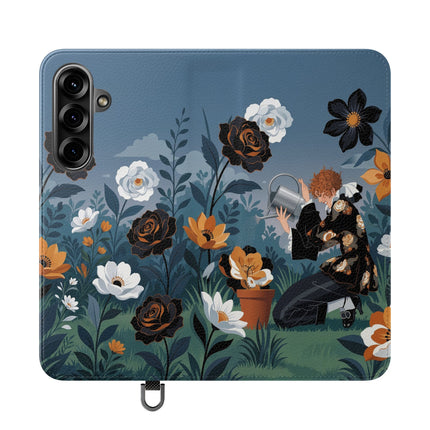 🌹💧 The Midnight Garden Keeper Flip Case – Art Deco Floral Fantasy