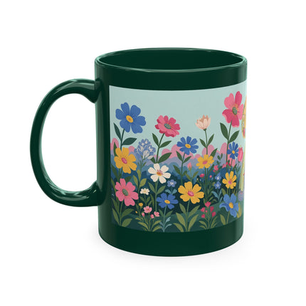 🌼🪭 The Lady Of The Grand Flower Garden Ceramic Mug – Art Deco Garden Whimsy