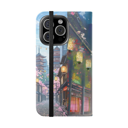 🦚🌸 Techno Plumes Peacock Flip Case – Neon Elegance & Sakura Dreams