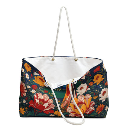 🌺🐦 The Enchanted Birdcage Garden Weekender Bag – Art Deco Floral Fantasy