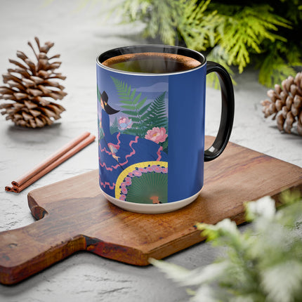The Lady Of The Garden Stroll Colorful Mugs – Art Deco Botanical Elegance