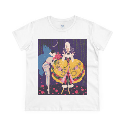 🌹🌙 The Queen Of The Midnight Roses Cotton Tee – Art Deco Garden Fantasy