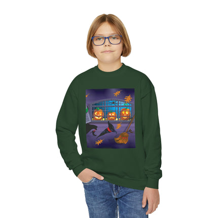 Whimsical Halloween Mischief Youth Crewneck Sweatshirt