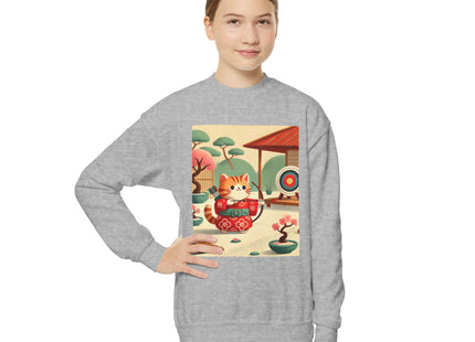 Archer Kitten in the Zen Garden Youth Crewneck Sweatshirt