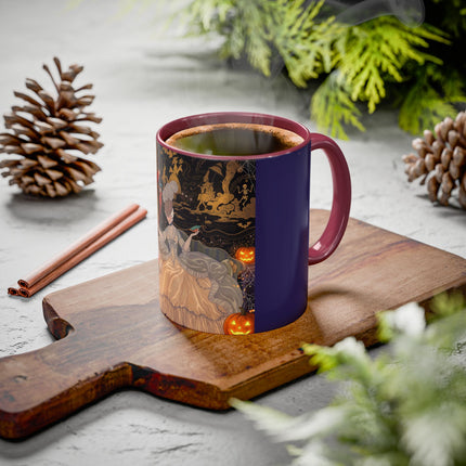 🌙🎃 The Moonlit Parlor Masquerade Colorful Mug – Elegant Halloween Romance