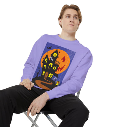 Halloween Night at the Haunted House Unisex Garment-Dyed Sweatshirt