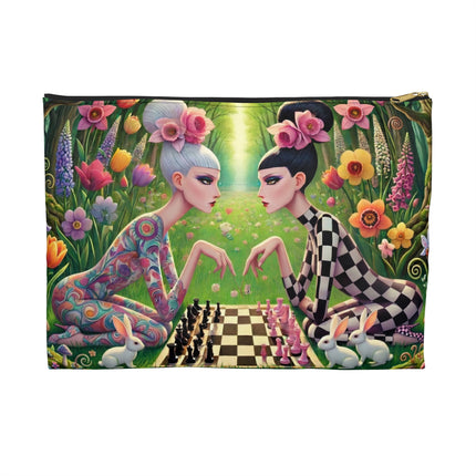 The Spring Gambit: A Fairy’s Move Flat Pouch – Whimsical Chess & Spring Magic