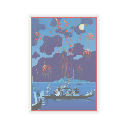 Fireworks in Venice by George Barbier Kiss-Cut Stickers (4 Sizes)