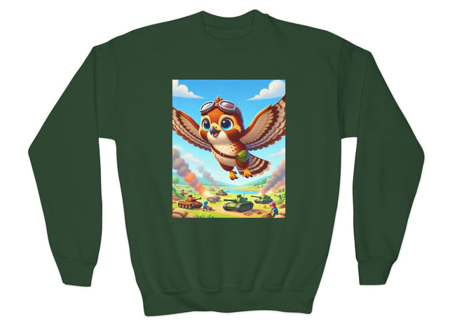 Red-Tailed Hawk in Battle Youth Crewneck Sweatshirt